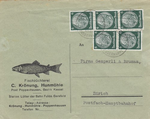 Brief 1935 fischzüchterei - brief,
