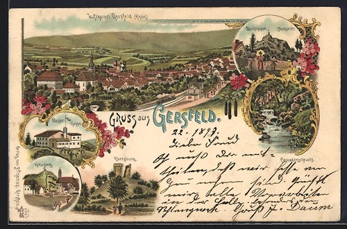 Lithographie gersfeld rhön - lithographie, /rhön