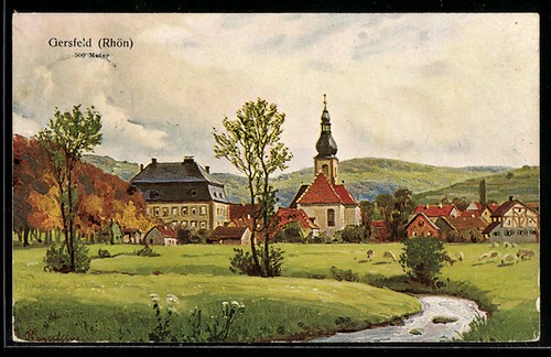 Künstler gersfeld rhön - künstler-ak, /rhön